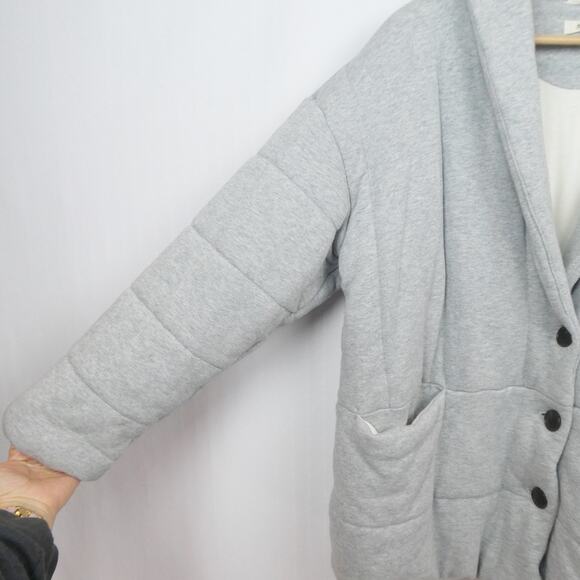 Madewell Sweatshirt Puffer Coat Size L Heathered Gray‎ Knit Jacket Style NB332 - Picture 4 of 12